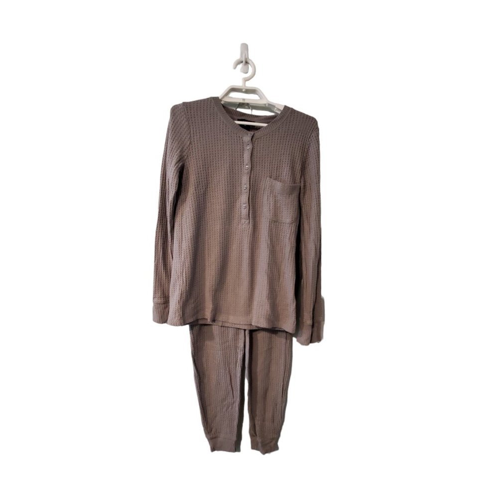 J Crew pajamas womens XS Super cozy waffle Henley gray